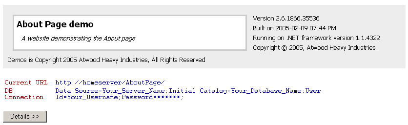 ASP.NET About Box (Page)
