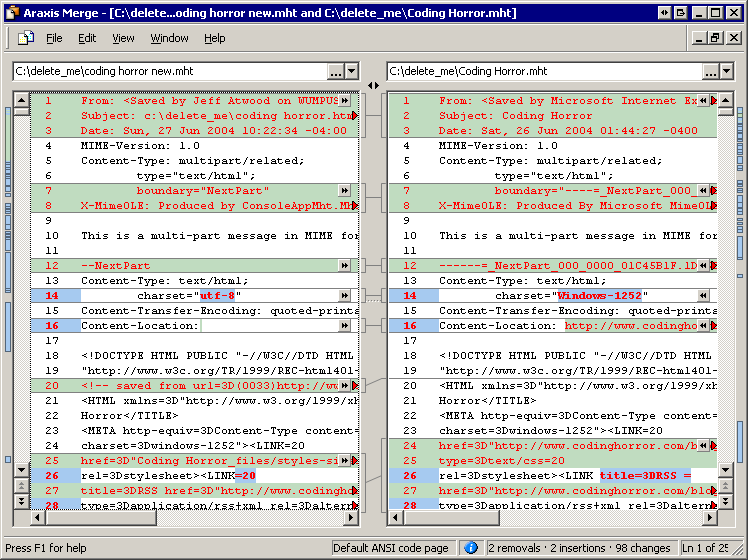 screenshot of araxis merge