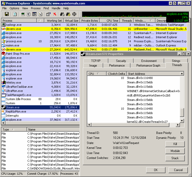 screenshot of process explorer