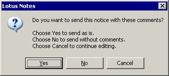 Lotus Notes dialog