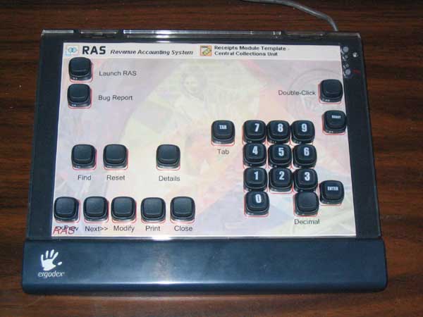 Ergodex DX1 configured for a custom software app