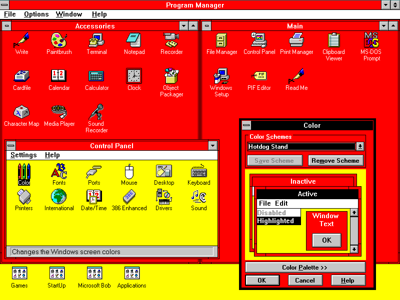 Windows 3.1 'Hot Dog Stand' color scheme
