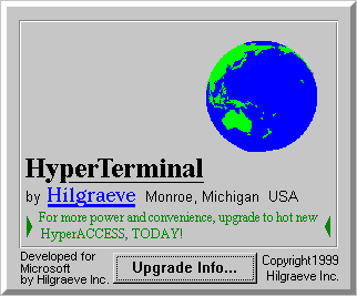Original Windows 95 era HyperTerminal splash screen