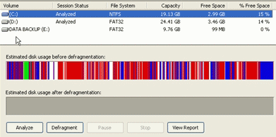 Heavily fragmented hard drive