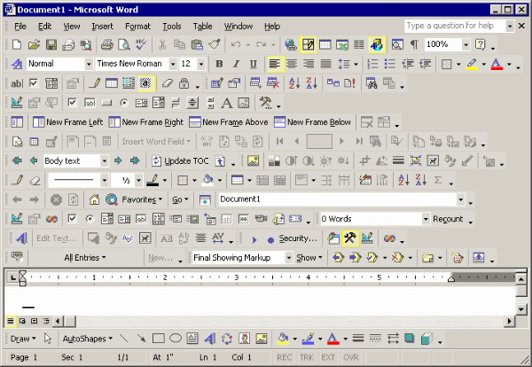 ms word toolbar icons