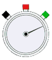 stopwatch with three colored buttons