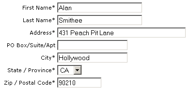 A traditional HTML address entry form