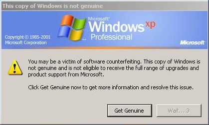 This copy of Windows is not genuine. You may be a victim of software counterfeiting. This copy of Windows is not genuine and is not eligible to receive the full range of upgrades and product support from Microsoft.