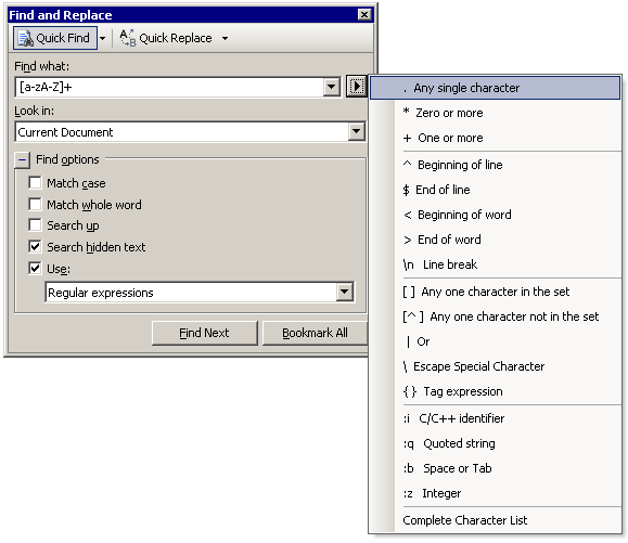 The Visual Studio IDE and Regular Expressions