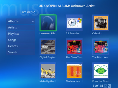 Windows Media Center, My Music