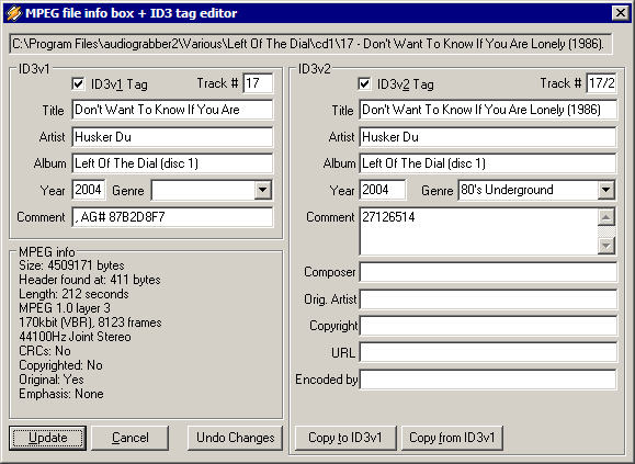 WinAmp file info dialog