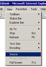 The View Source browser menu