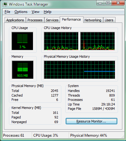 Windows Vista Caching Memory