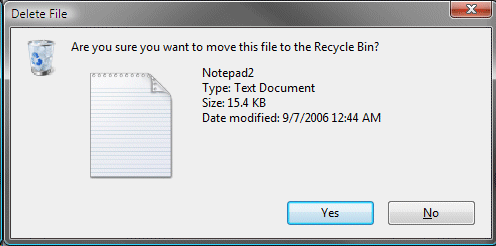 Are you sure you want to move this file to the recycle bin?