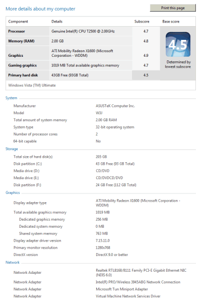 Vista's More Details About My Computer report