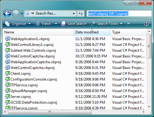 Vista's search box in Windows Explorer