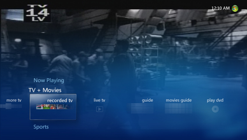 Windows Vista Media Center, Main Menu