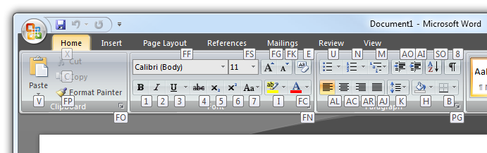 Office 12 keyboard shortcuts