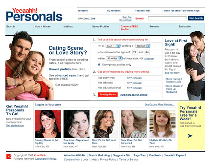 Yahoo! personals, redesigned