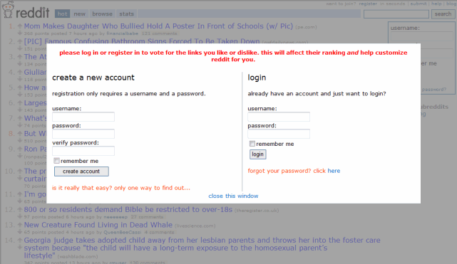 Reddit login