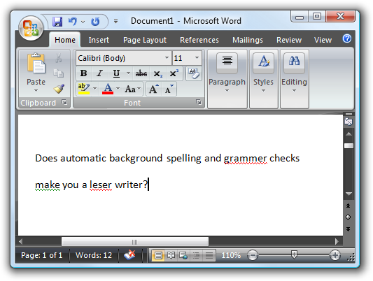 Microsoft Word grammar and spelling checker