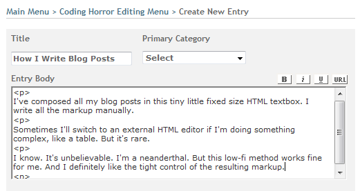 Coding Horror editing menu