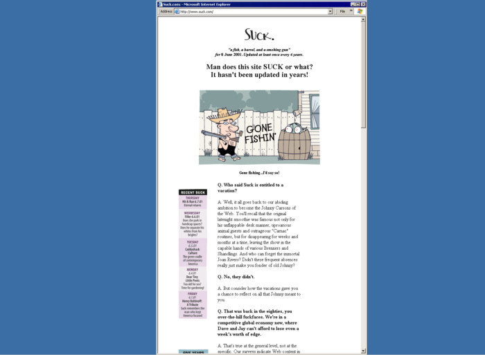 Suck.com, in a browser window maximized to the content