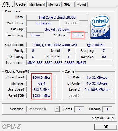 PC build, overclocked CPU-Z results