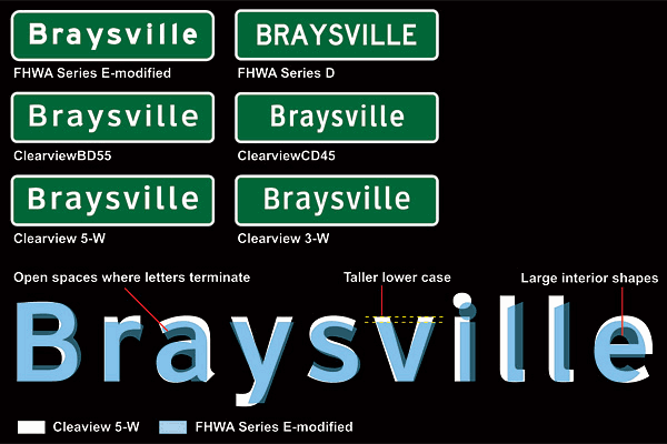 font legibility, clearview vs. highway gothic