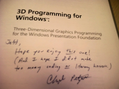 book inscription: Jeff, Hope you enjoy this one! (And I hope I didn't make too many coding or literary horrors.)