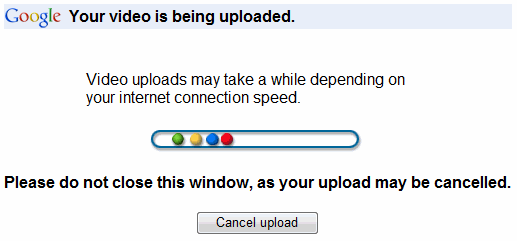 Google video upload UI