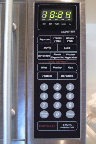 Controls on a newer microwave