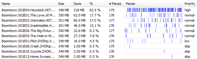 uTorrent files tab