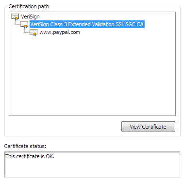 Certificate dialog: Path