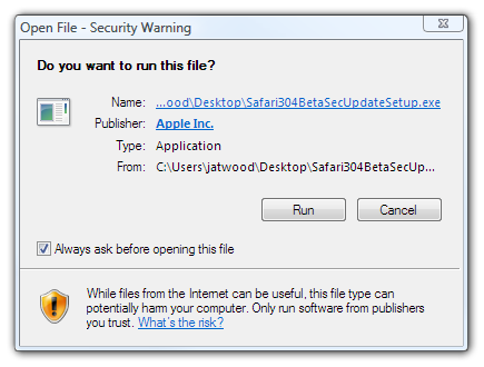 Open File - Security Warning