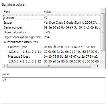 Digital Signature Details: Advanced