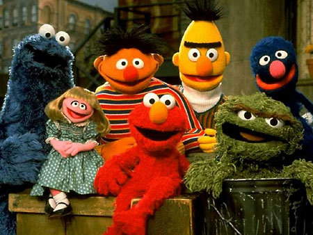 Sesame Street characters in a group photo