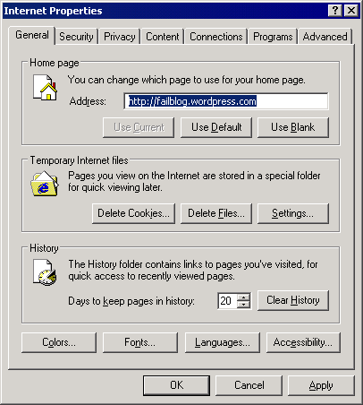 internet properties dialog