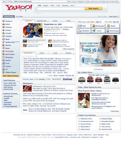 Yahoo! homepage