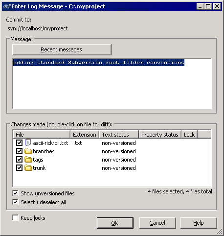 Tortoise Commit dialog