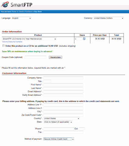 SmartFTP order form