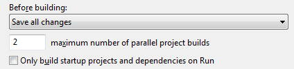 Visual Studio 2008 parallel project build settings
