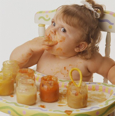 a baby eating