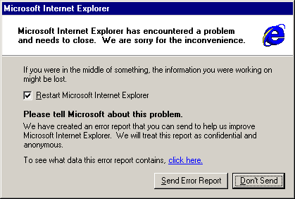 windows error reporting dialog