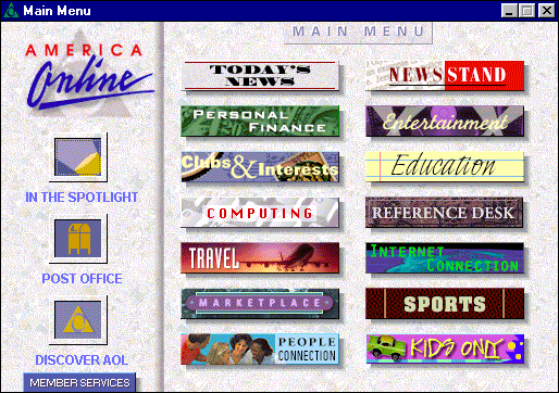 AOL 2.5 main menu