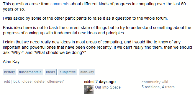 Stack Overflow post from Alan Kay