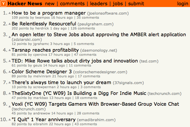 hacker news frontpage