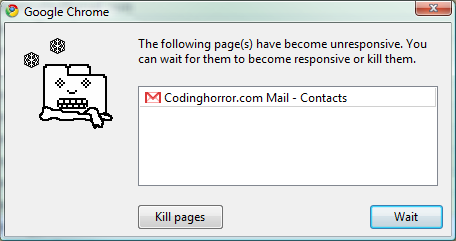 Chrome error: tab unresponsive