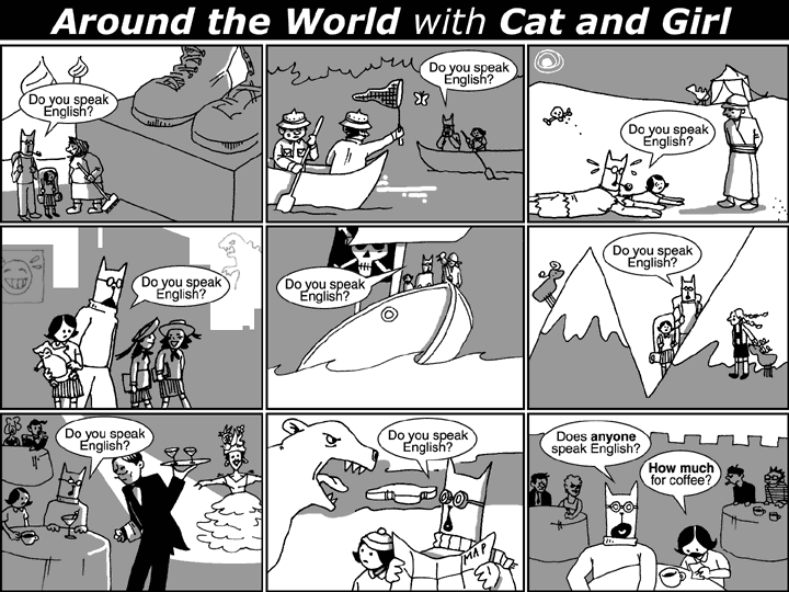 around the world with cat and girl