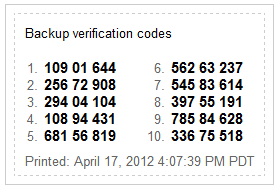 Backup-verification-codes